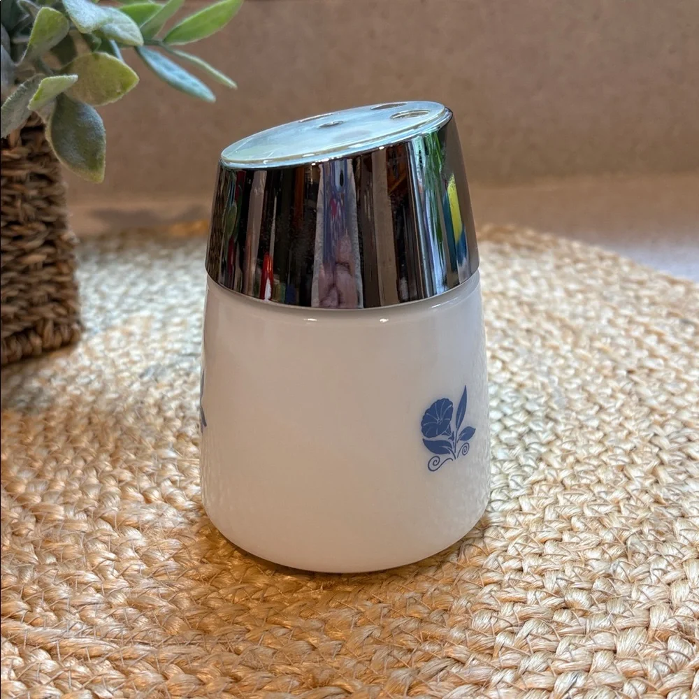 Vintage Milk Glass Blue Morning Glory Sugar Dispenser/Sugar Shaker